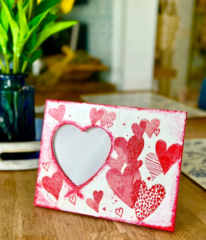handmade heart picture frame valentine