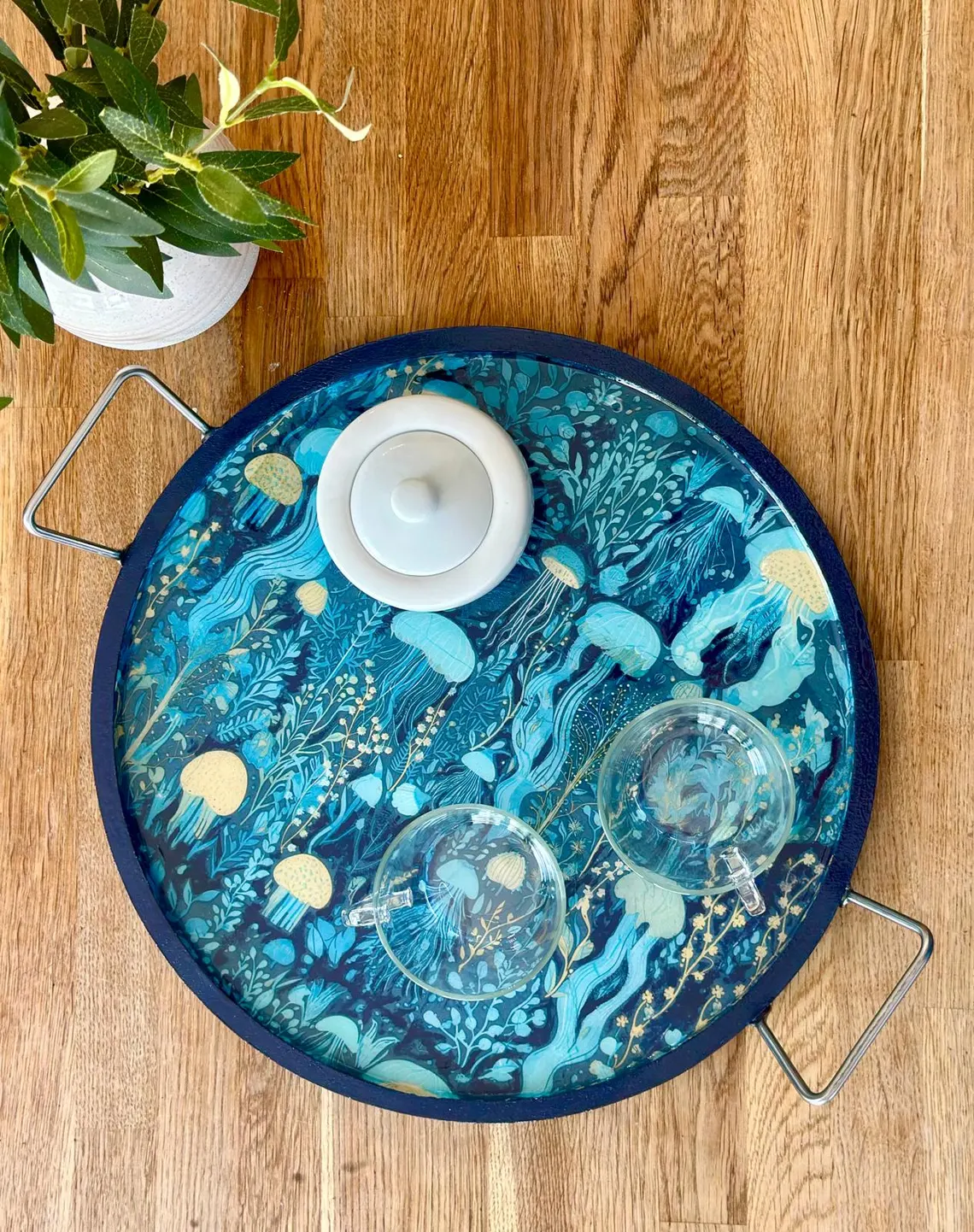 handmade jellyfish decorative serving tray